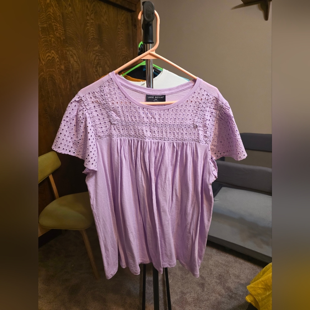 NWT Lane Bryant Eyelet Lavender Women's Top
